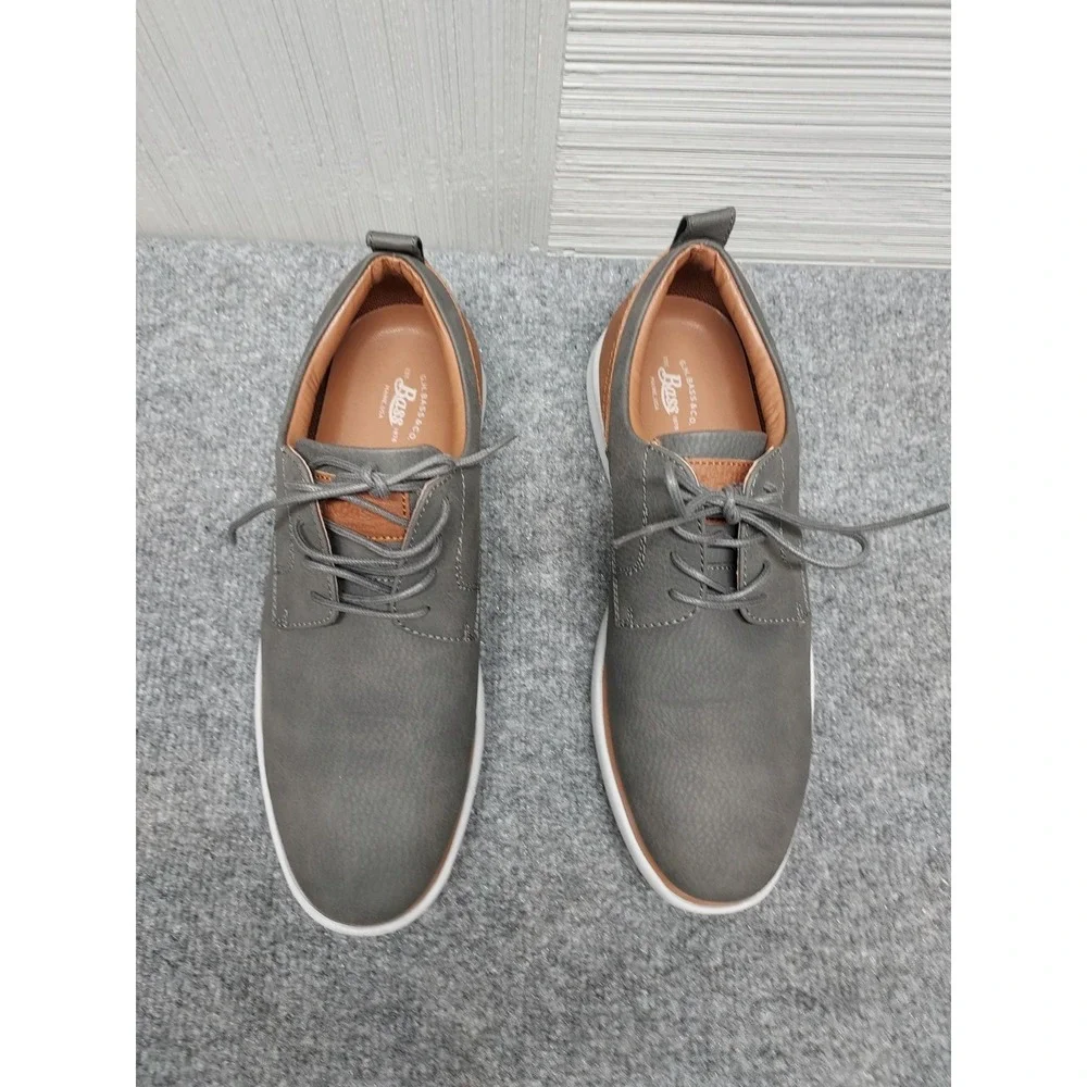 Bass Men Oxford Shoe 8 Gray Faux Leather Lace Up Plain Toe Breathable Casual